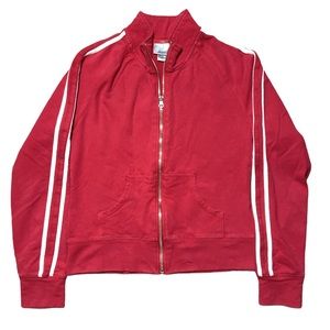 Prospirit Athletic Zip Up Sweater Red Stripe Small Zippered Closure